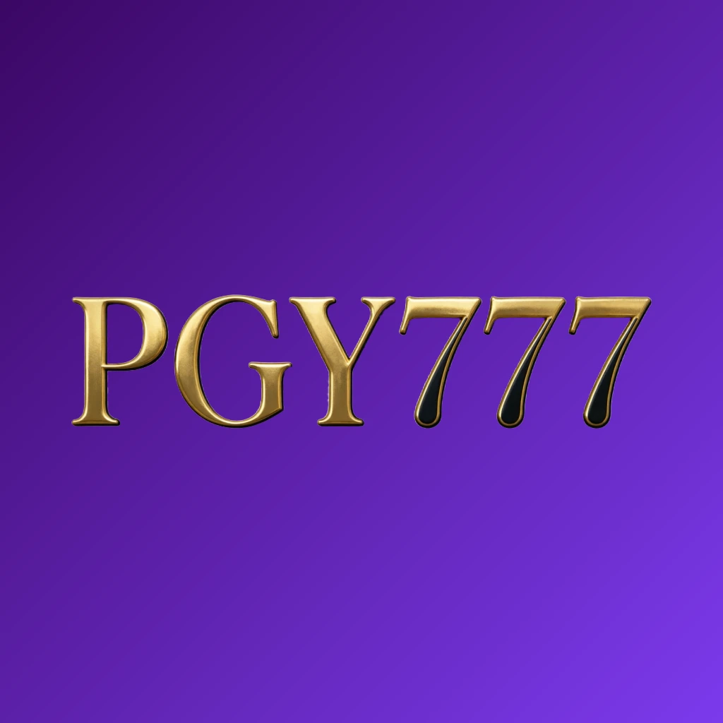 Luxury PGY777 logo in gold and black with elegant serif typography and minimal ornament details, displayed as a horizontal rectangular wordmark with a transparent background